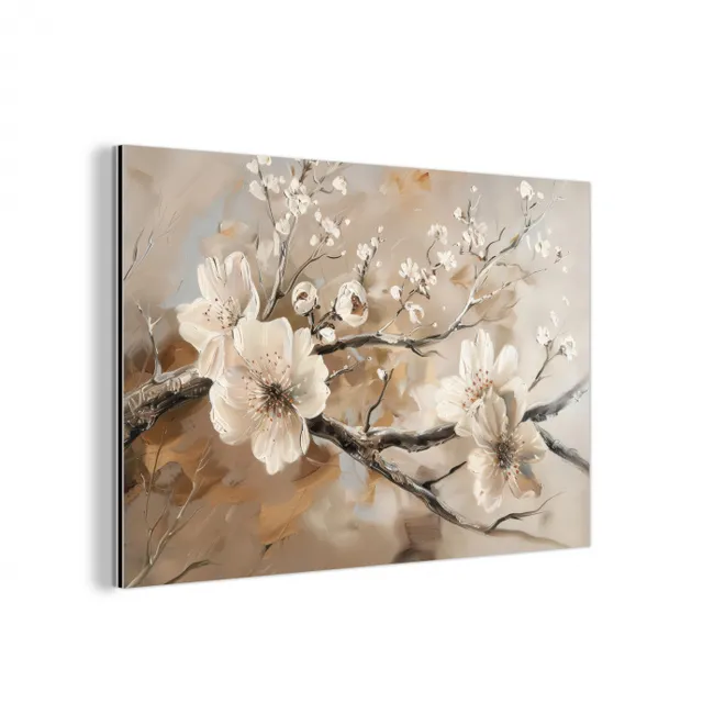 Bloemen - Natuur - Wit - Bloesem - Abstract aluminium wit klein -3d