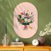 Margrieten - Boeket - Strikje - Roze Wandcirkel Ovaal Glas middel -sfeer2