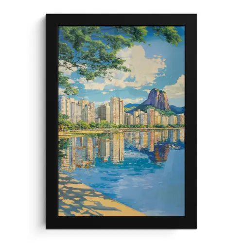 Berg - Skyline - Strand - Water fotolijst zwart zonder passe partout klein -3d