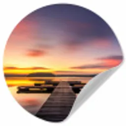 Steiger - Zonsondergang - Water - Zee - Reflectie Wandcirkel behangsticker klein -3d