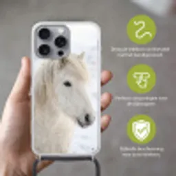 Paard - Kop - Winter - Dieren - Wit Hoesje iPhone 16 Pro Max met koord klein -sfeer2_NL
