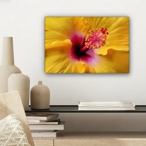 Geel - Hibiscus - Tropisch canvas 2cm klein -sfeer6
