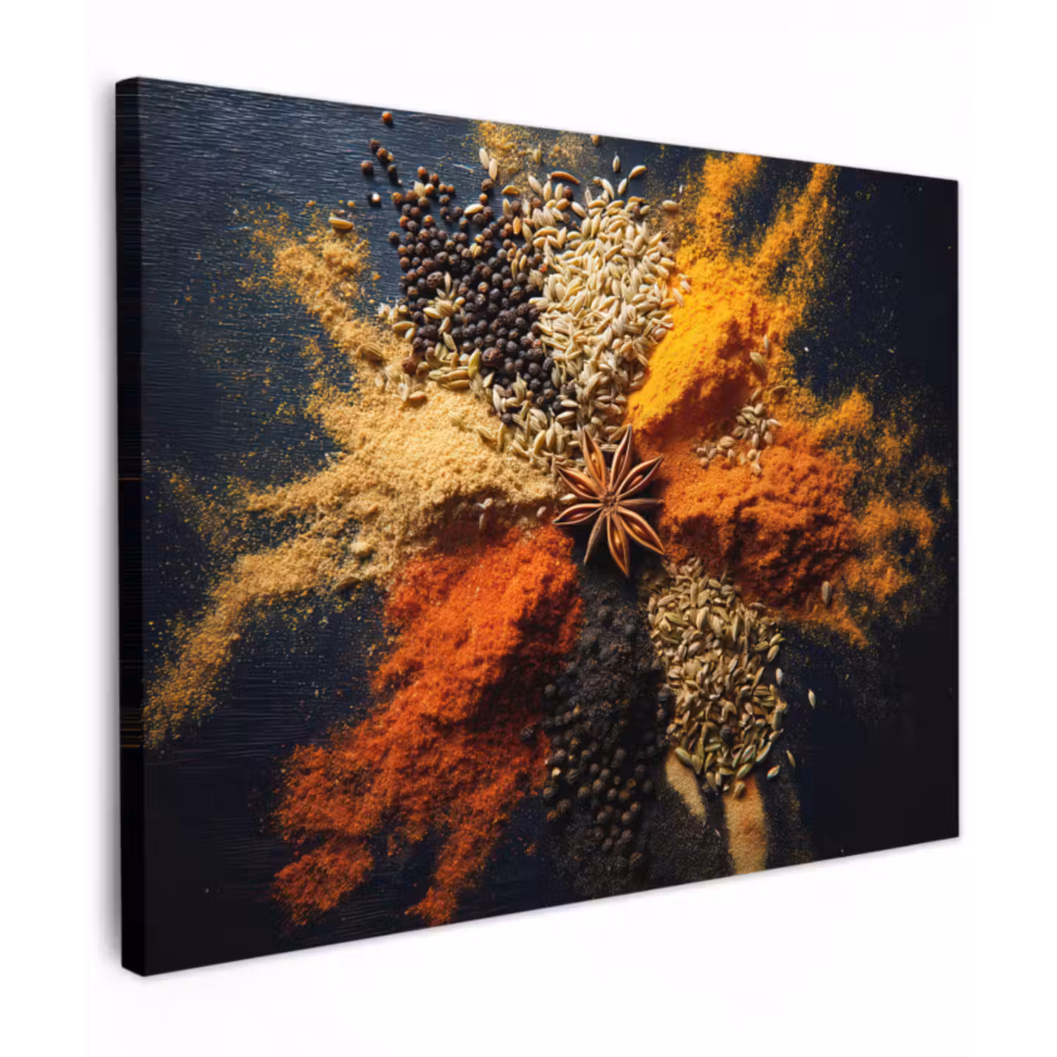 Canvas schilderij - Specerijen - Explosie - Oranje