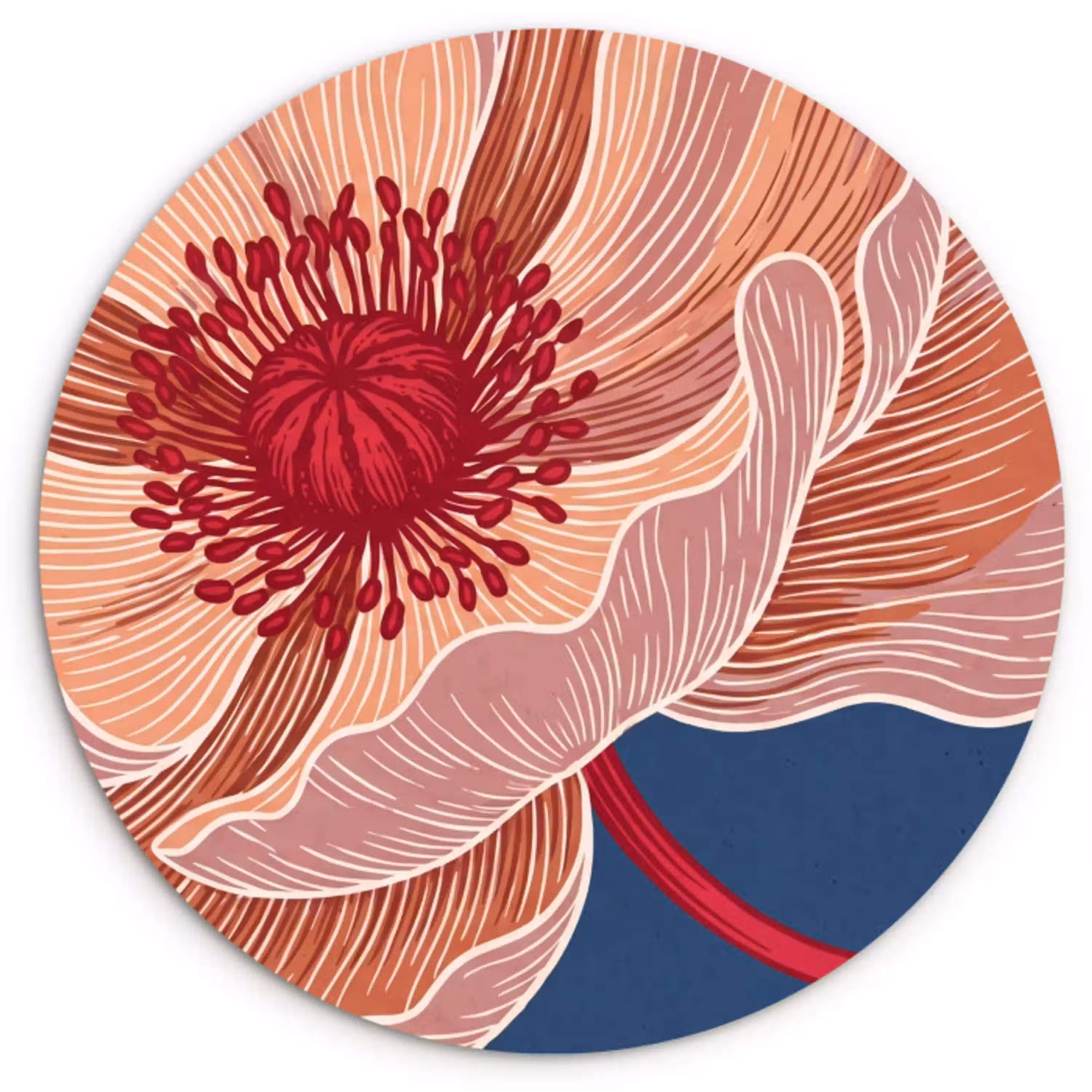 Bloemen - Modern - Abstract Wandcirkel plexiglas klein -3d