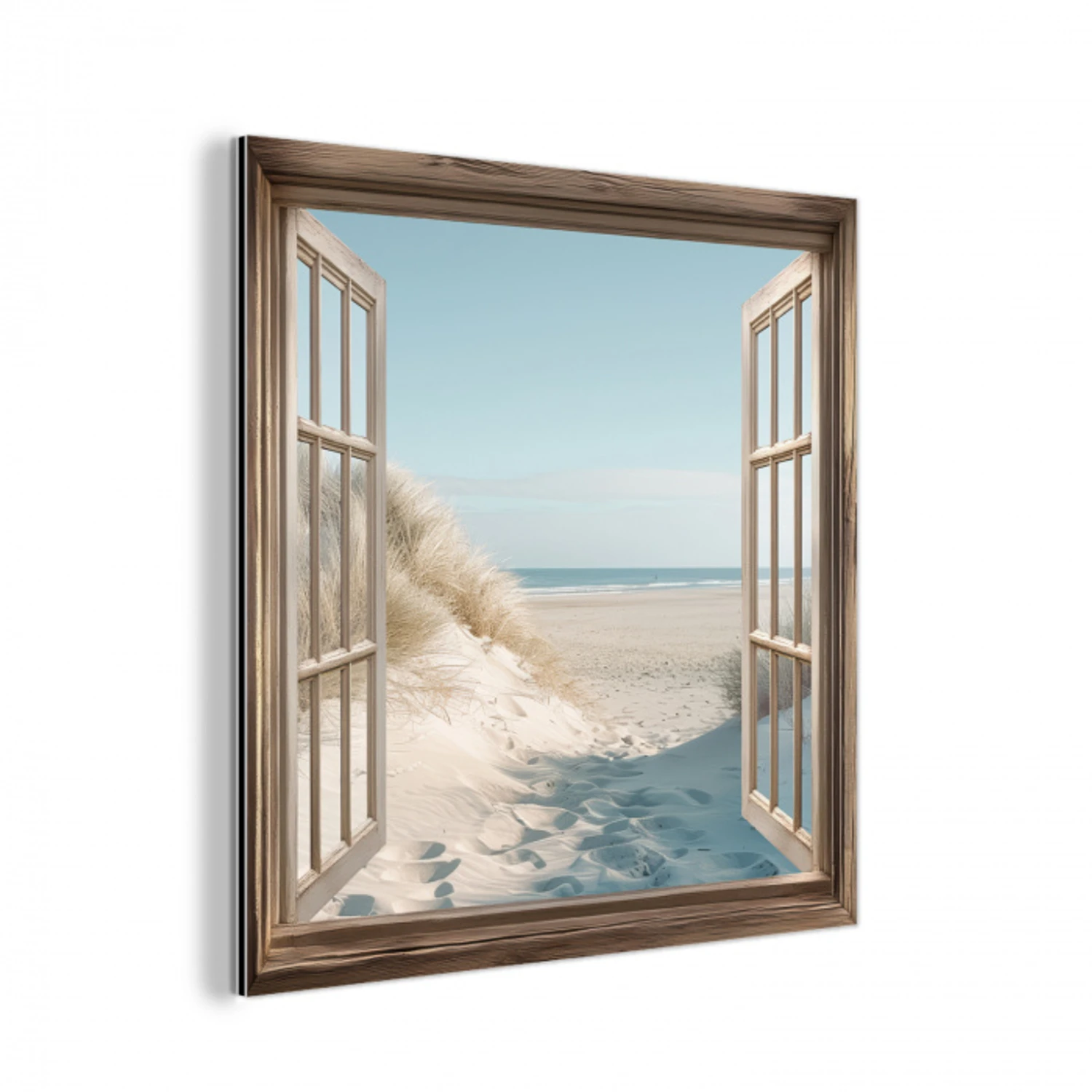 Doorkijk - Helmgras - Duinen - Zee - Landschap aluminium wit klein -3d