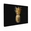 Ananas - Zwart - Goud - Luxe Tuinposter op houten frame 2 cm dik klein -3d