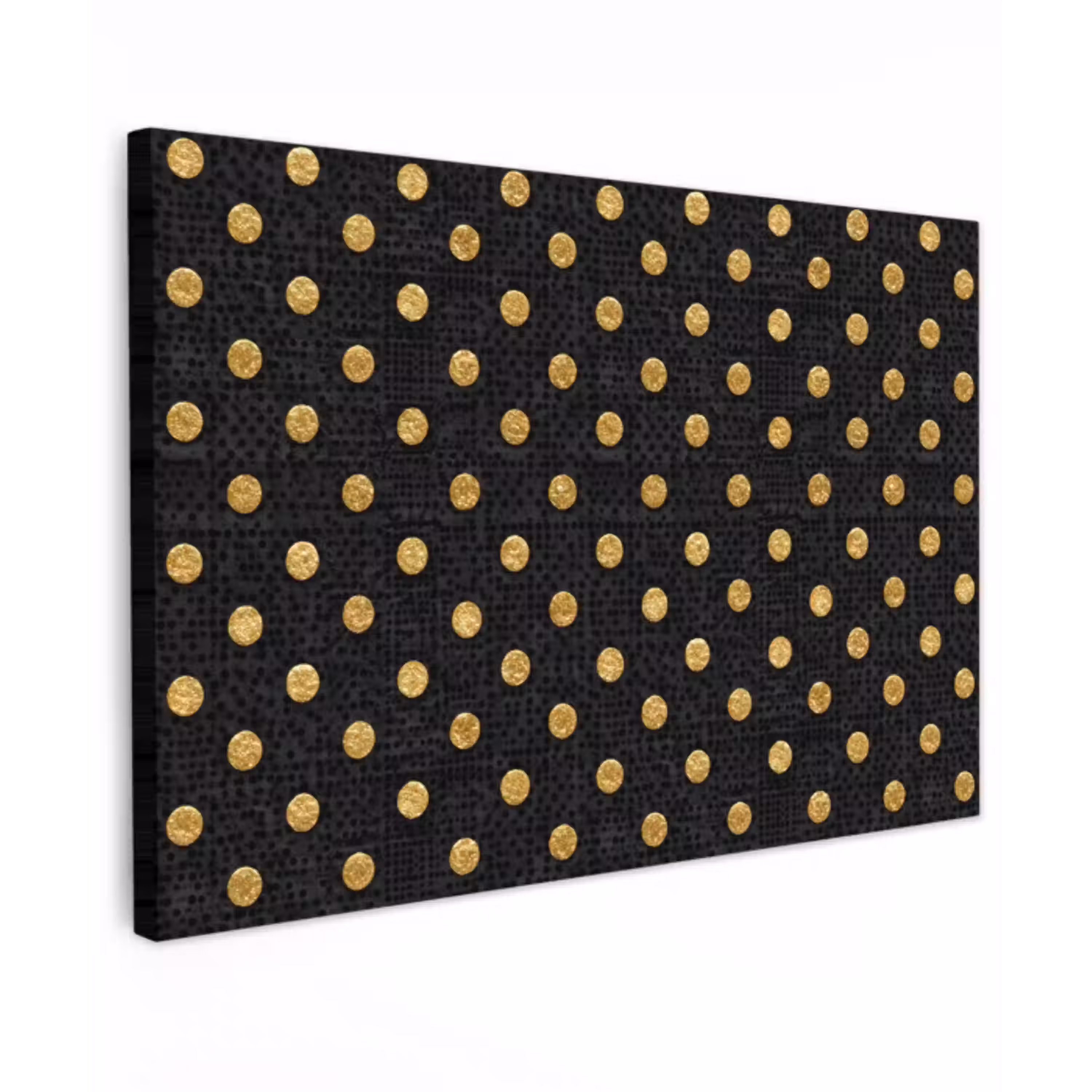 Polka Dot - Stippen - Goud - Zwart canvas 2cm klein 34 -z3d