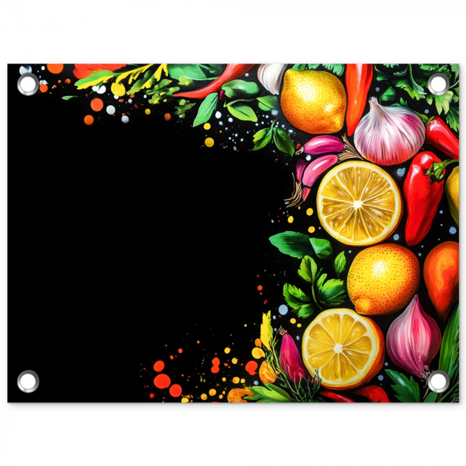 Citroenen - Peper - Kruiden - Graffiti - Verf - Abstract tuinposter los doek klein -3d