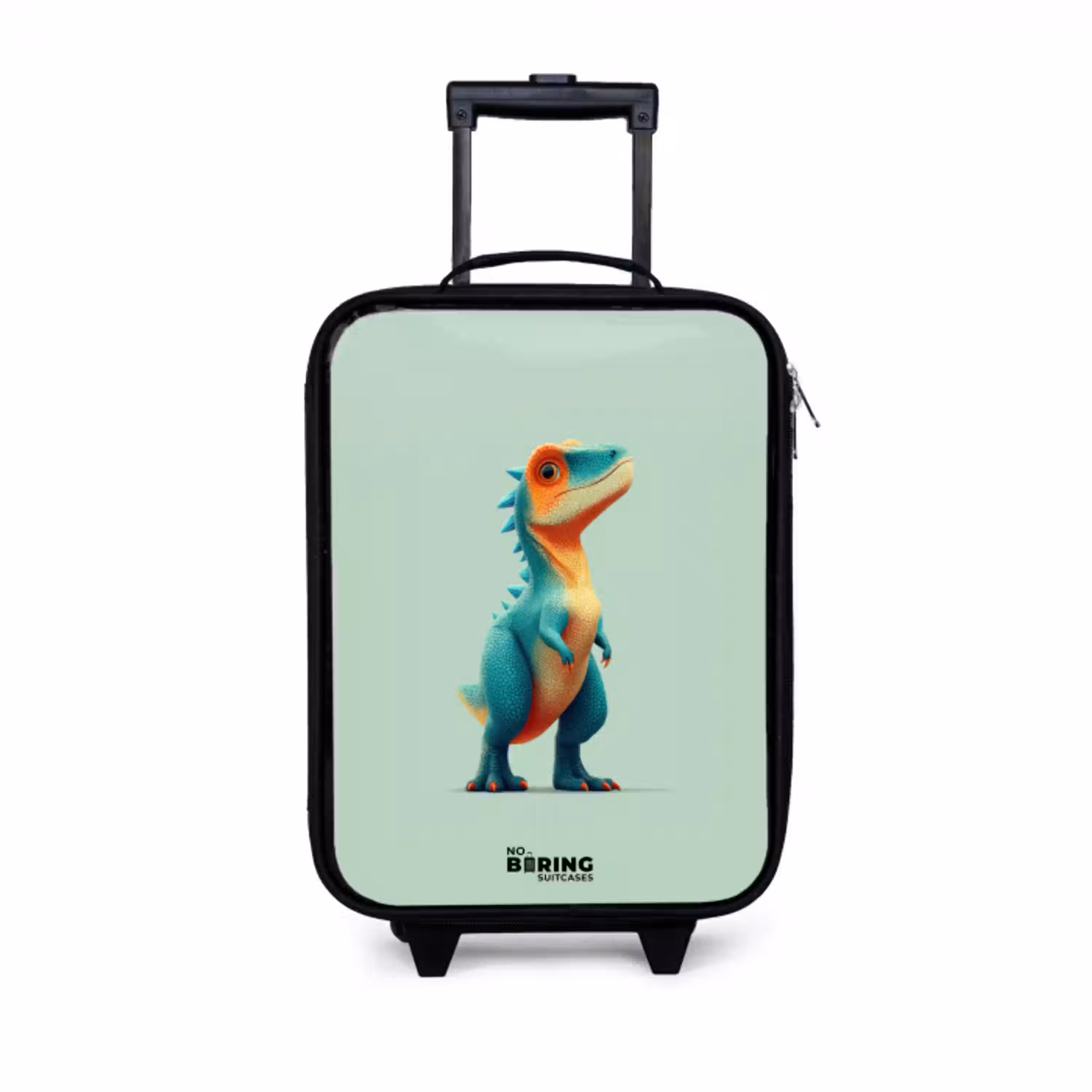 Dino - Dier - Groen - Oranje Kinderkoffer - Zwart klein -3d
