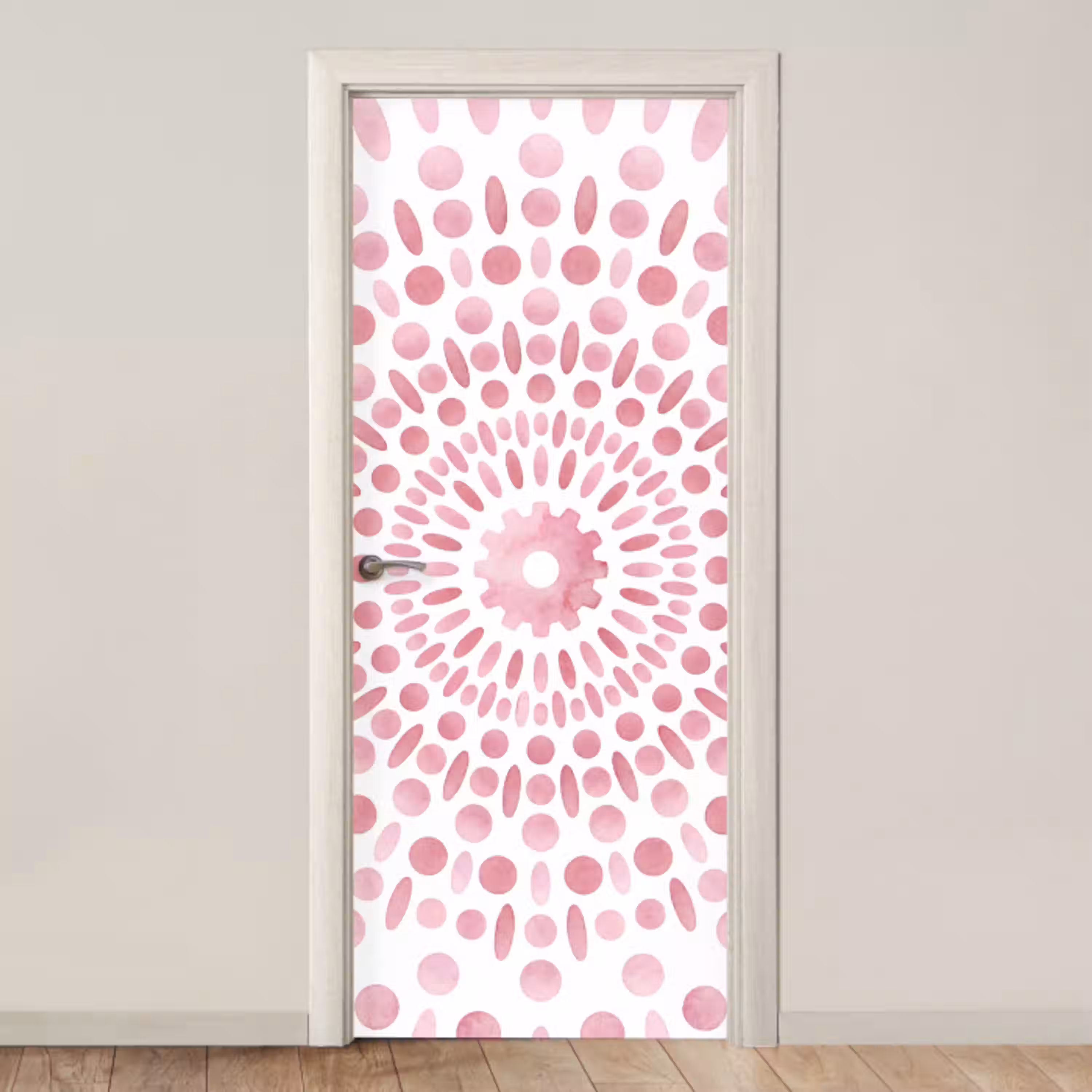 Abstract - Vormen - Patroon - Aquarel - Roze deurposter klein -3d_beige