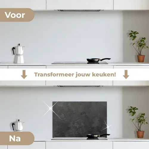 Beton - Structuur - Industrieel - Zwart - Grijs keuken achterwand spatscherm klein -voor_na_NL