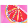 Grapefruit - Geschilderd - Roze - Strepen poster papier klein -3d