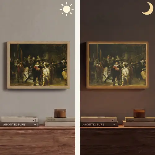 De Nachtwacht - Kunst - Oude meesters - Rembrandt Light Box met batterij (Wandlamp) middel -sfeer3