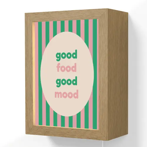 Gestreept - Quote - Ovaal - Roze Light Box met kabel (Wandlamp) klein -3d