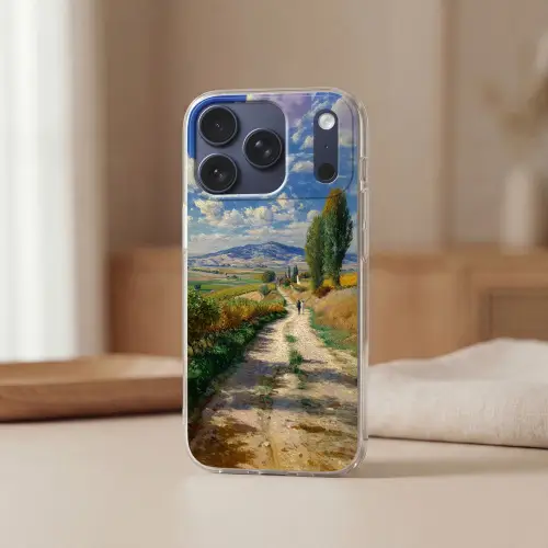 Mensen - Wandelen - Zandpad - Velden Telefoonhoesje iPhone 17 Pro klein -sfeer2