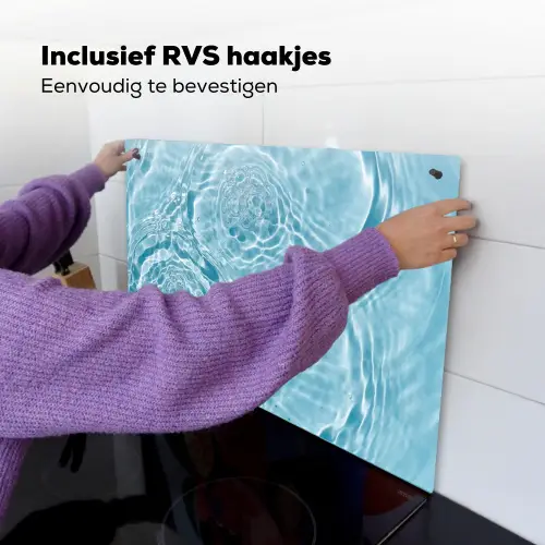 Water - Blauw - bubbels Inductie beschemer met haakjes klein -ky-ophangen-nl