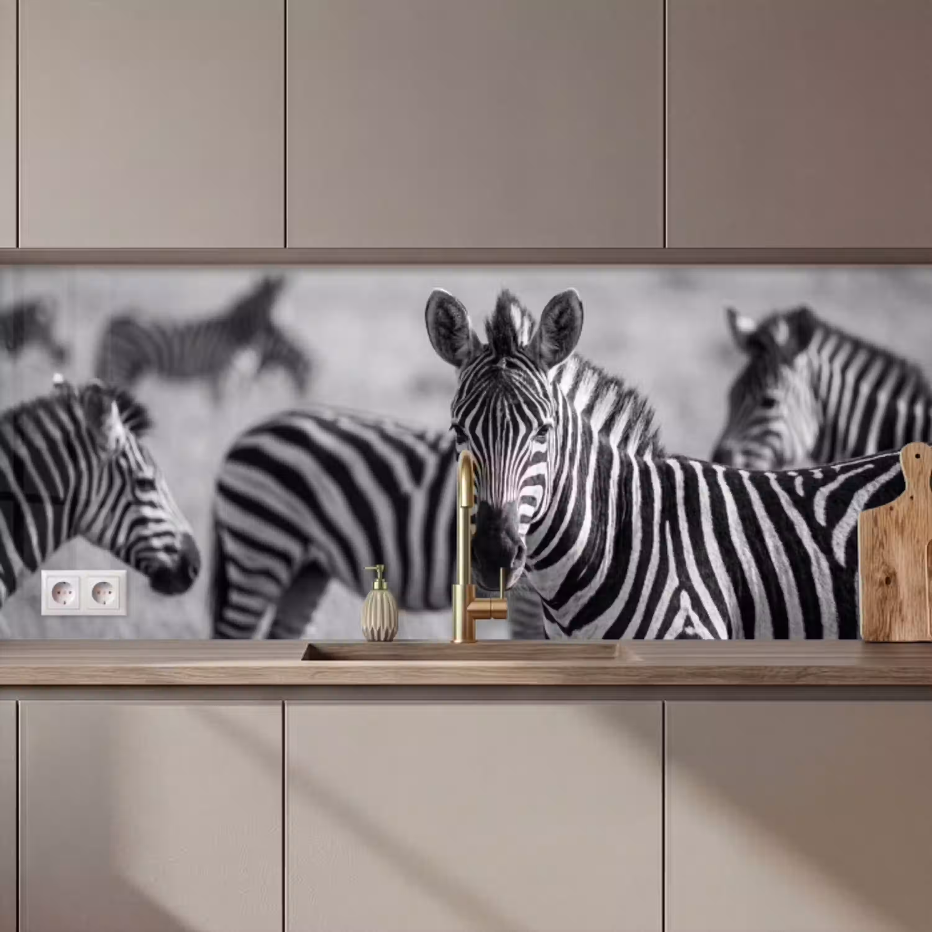 Zebra's - Zwart - Wit keuken achterwand 2 middel zz_3dshopping
