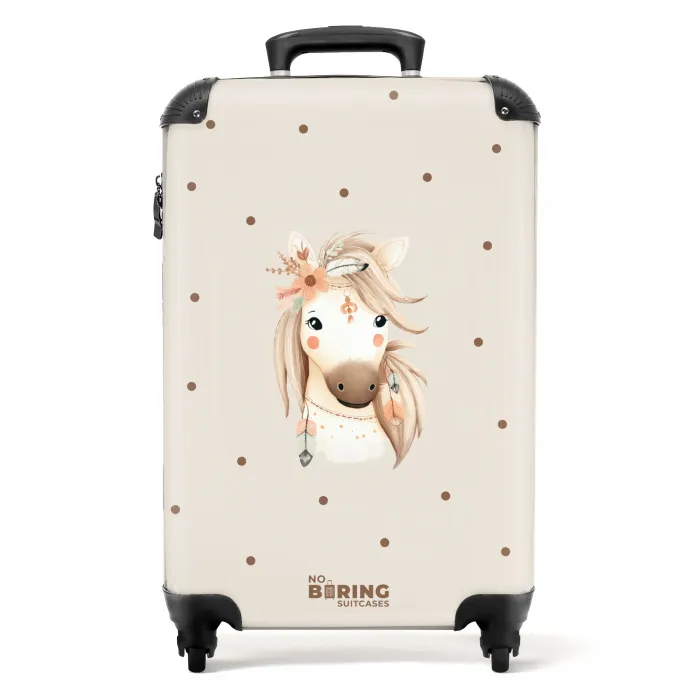 Bohemian paard in pastel kleuren NBS - Handbagage koffer - Kinderen Unisex middel -productfoto_recht
