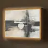 Abstract - Zwart wit - Verf - Modern Light Box met batterij (Wandlamp) middel -z3d_website