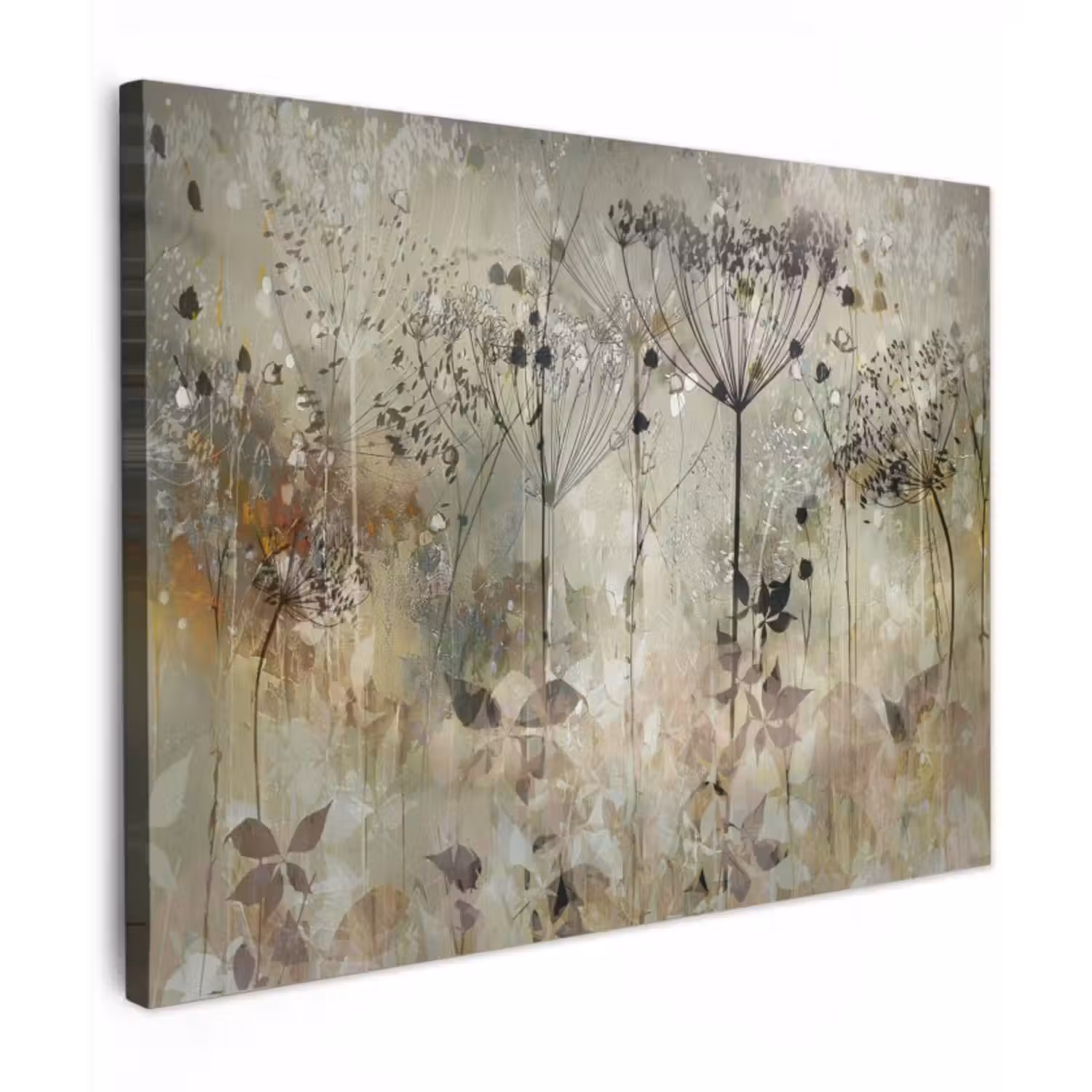 Canvas schilderij - Bloemen - Grijs - Natuur - Kunst