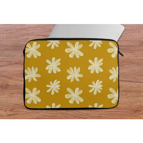 Bloem - Speels - Okergeel laptophoes neopreen klein 279 -tafel