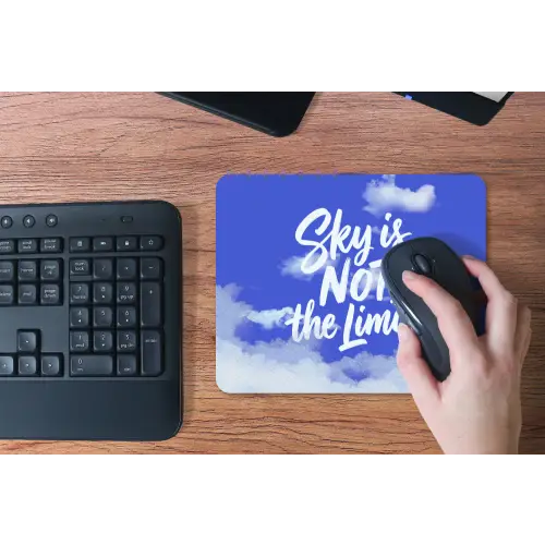 Sky is not the limit - Blauwe lucht - Wolken muismat rubber klein -toetsenbord