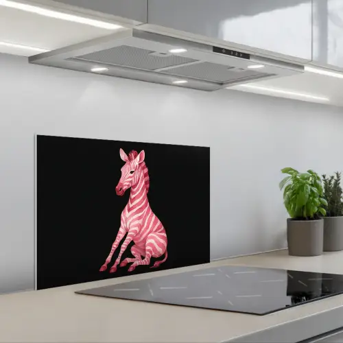 Zebra - Roze - Gestreept keuken achterwand spatscherm klein -3d_schuin