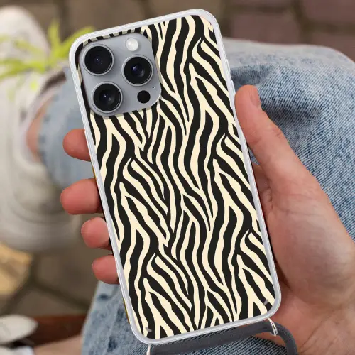 Zebra - Print - Klassiek - Zwart Hoesje iPhone 16 Pro Max met koord klein 804 -sfeer3