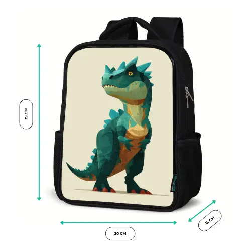 Stekels - Dino - Blauw - Gespierd Rugzak - Zwart middel -productfoto_formaten
