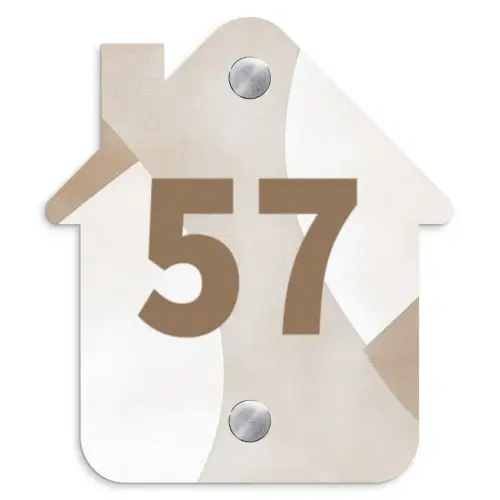 Abstract beige - Traditioneel Naambord Huisje klein -3d