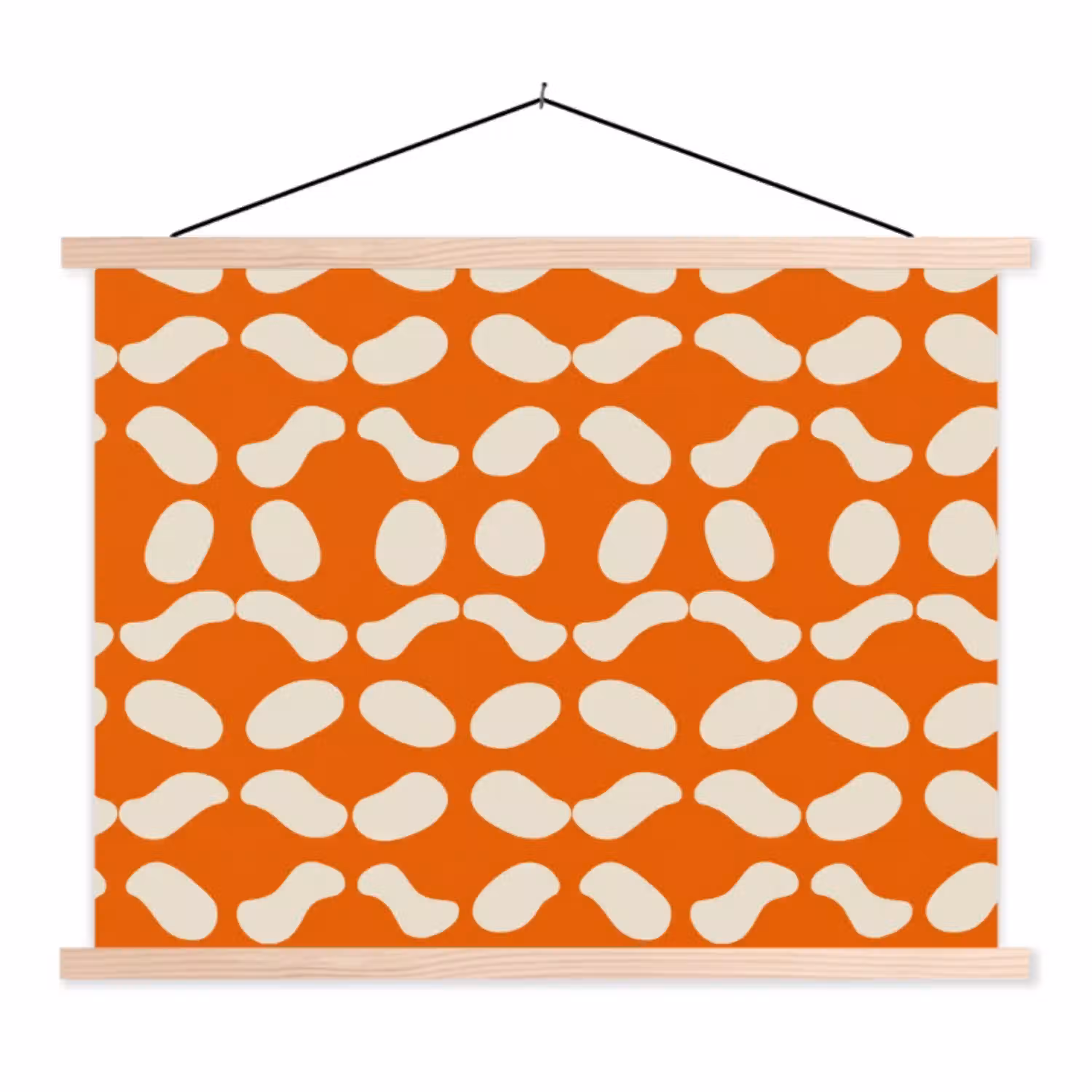 Oranje - Organische vormen - Wit textielposter latten blank klein 122 -3d