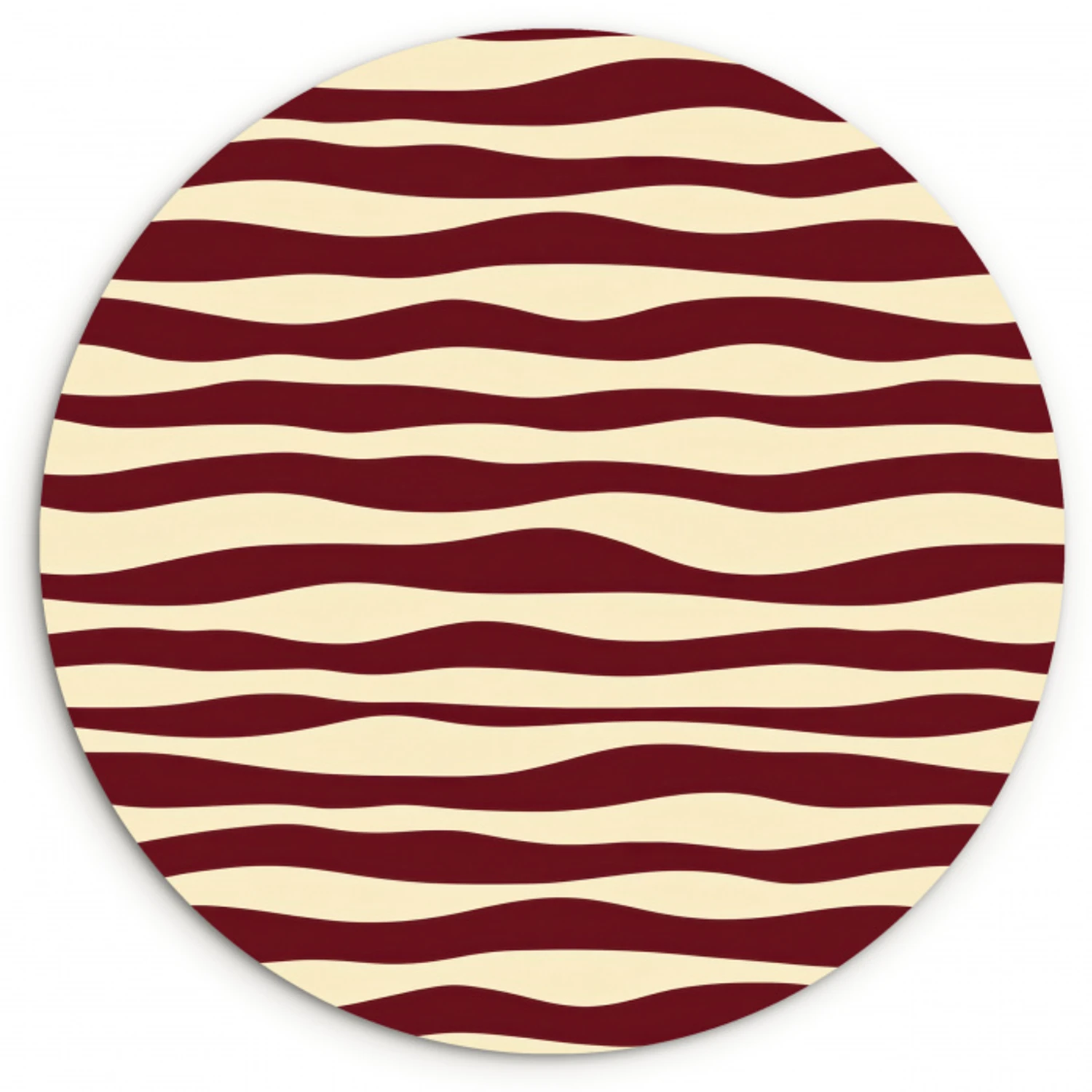Golven - Rood - Patroon - Crème Wandcirkel kunststof plaat 5mm dik klein 188 -3d