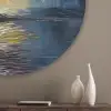 Boom - Blauw - Bladeren - Vakken Akoestische PET Vilt - Rond klein -sfeer5_closeup
