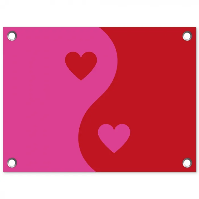 Minimalistisch - Rood - Roze - Hartjes tuinposter los doek klein -3d