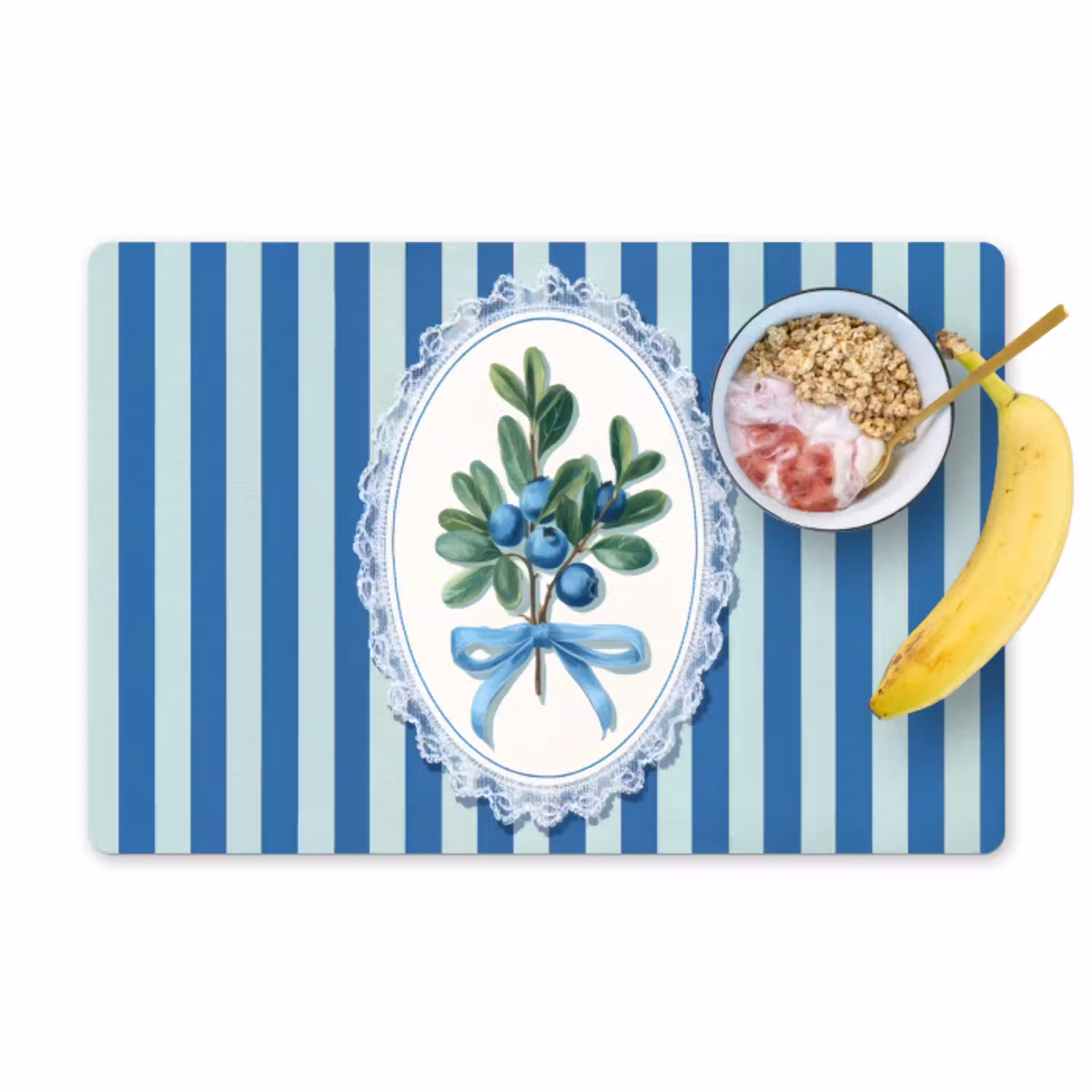 Illustratie - Bessen - Blauw - Strepen Placemat vinyl groot -zzzproduct_Kitchenyeah-website