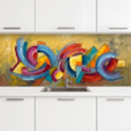 Abstract - Cirkels - Schilderij - Kleurrijk - Dynamisch keuken achterwand 2 middel -3d