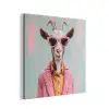 Zonnebril - Roze - Geit - Horen aluminium wit klein -3d