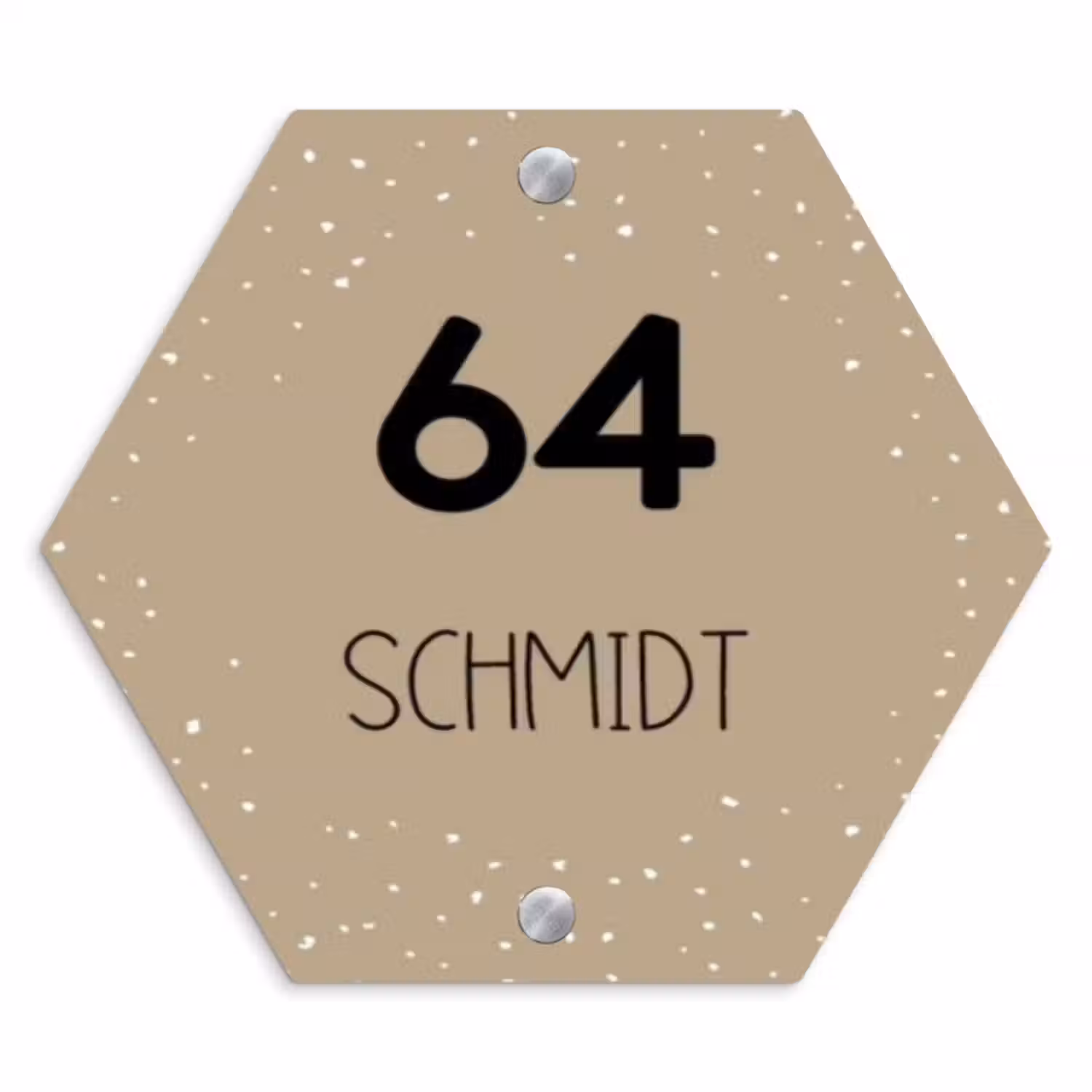 Namensschild Haustür Hexagon - Beige mit Polka Dots - Modern