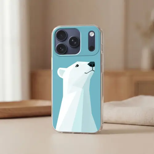 Ijsbeer - Lichtblauw - Minimalistisch Telefoonhoesje iPhone 17 Pro klein -sfeer2