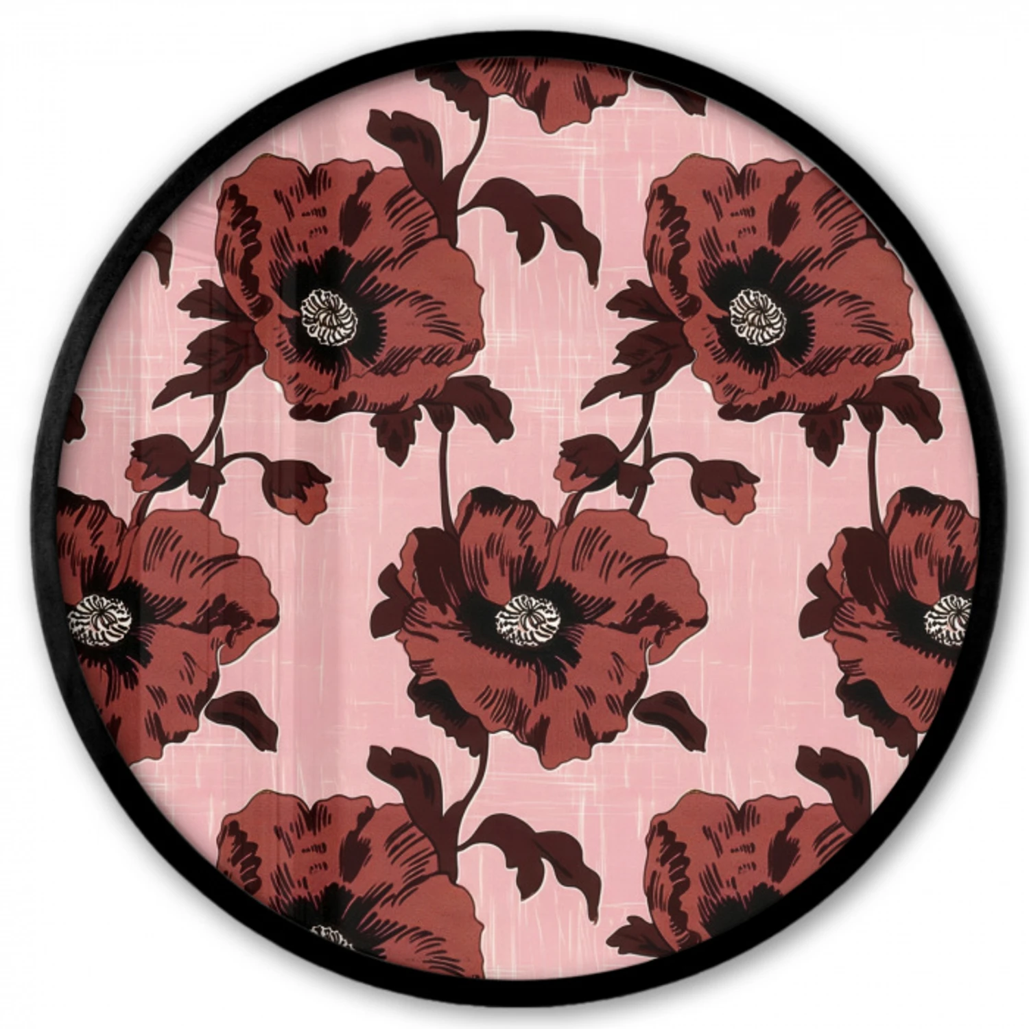 Bloemen - Retro - Rood Fotolijst rond zonder passe partout klein 856 -3d