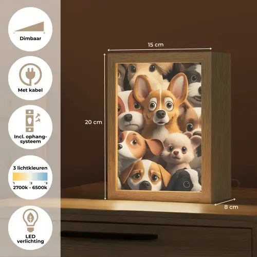 Honden - Dieren - Bruin - Zwart - Patronen - Kind Light Box met kabel klein -USP_NL