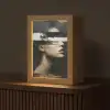 Gezicht - Vrouw - Zwart - Abstract Light Box met kabel (Tafellamp) klein -z3d_website