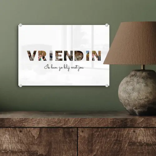 Vriendin - Lettercollage plexiglas 5mm klein -sfeer3