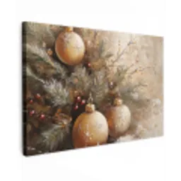 Kerst - Kerstballen - Beige - Goud canvas 2cm klein -z3d