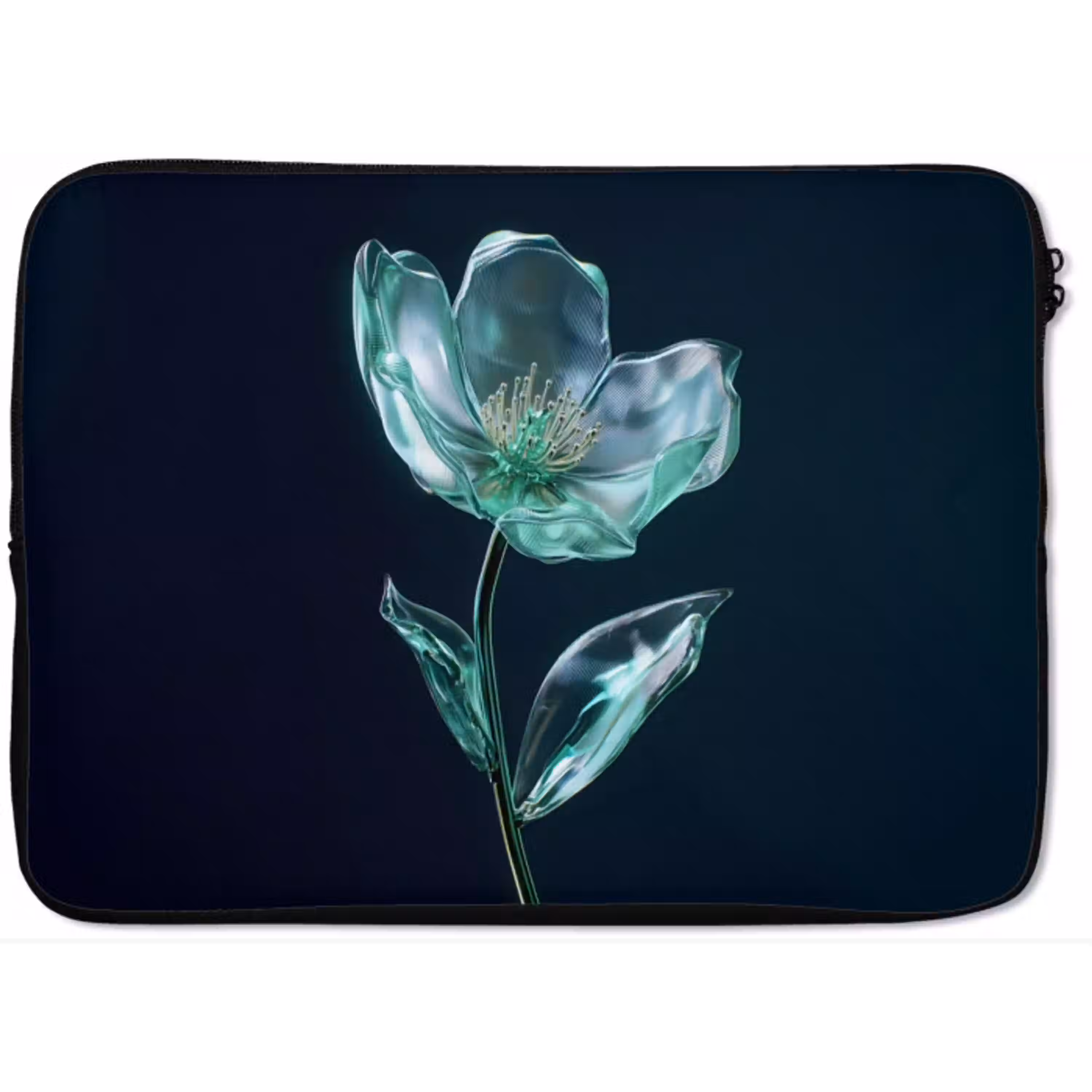 Bladeren - Bloem - Glazen - Donkerblauw laptophoes neopreen klein -zkaufland3dotto