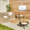 Zeilboot - Zwart - Water - Silhouet Tuinposter op houten frame 2 cm dik klein -sfeer2