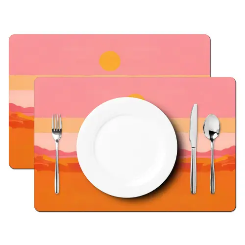 Zon - Abstract - Landschap - Oranje Placemat vinyl groot -zzsfeer2_Kitchenyeah-website