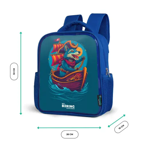 Piraten wasbeer op een boot Kinderrugzak - Blauw middel -productfoto_formaten