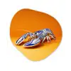 Kreeft - Delftsblauw - Schild - Stoer - Oranje Wandcirkel Organisch Plexiglas middel -3d