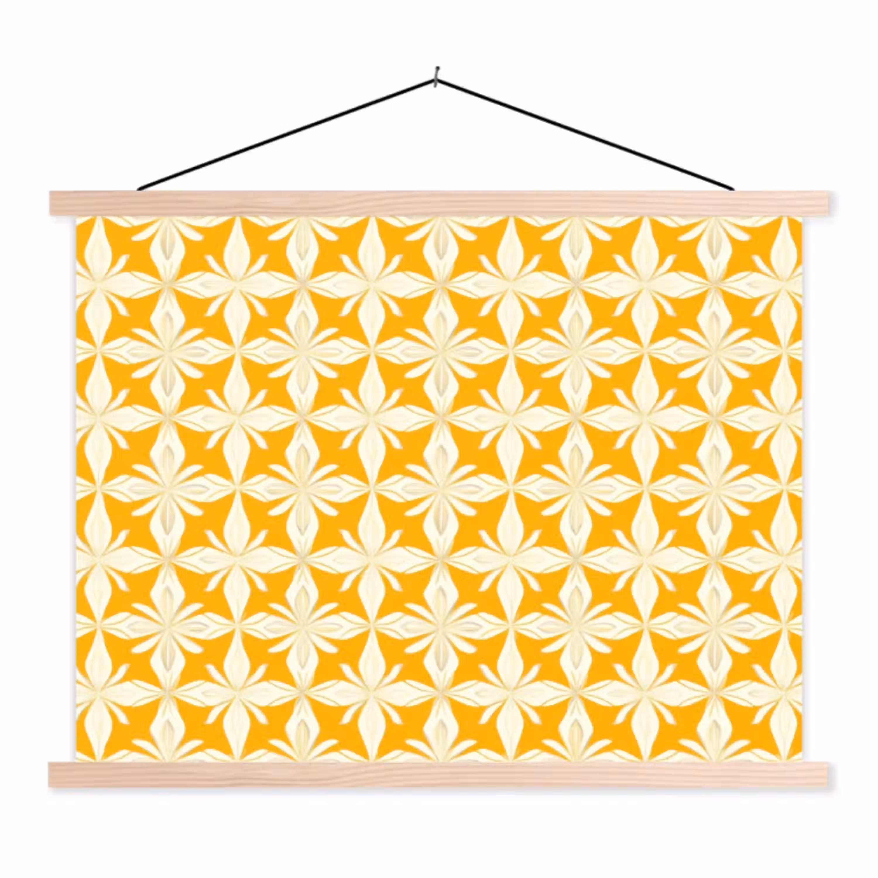 Patroon - Retro - Geel textielposter latten blank klein 122 -3d